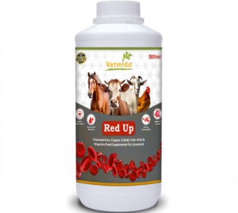 VETMIDO Red Up – Iron Tonic Supplement for Cattle, Cow, Buffalo, Goat, Horse & Poultry – 500 ML