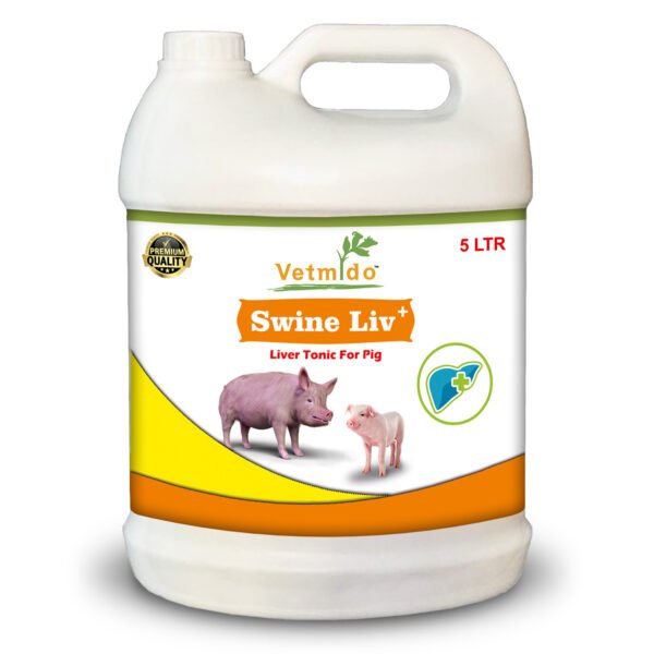 VETMIDO Swine Liv Plus - Liver Tonic Supplement, Appetite Booster for Swine, Pigs, Piglets & Piggery - 5 LTR