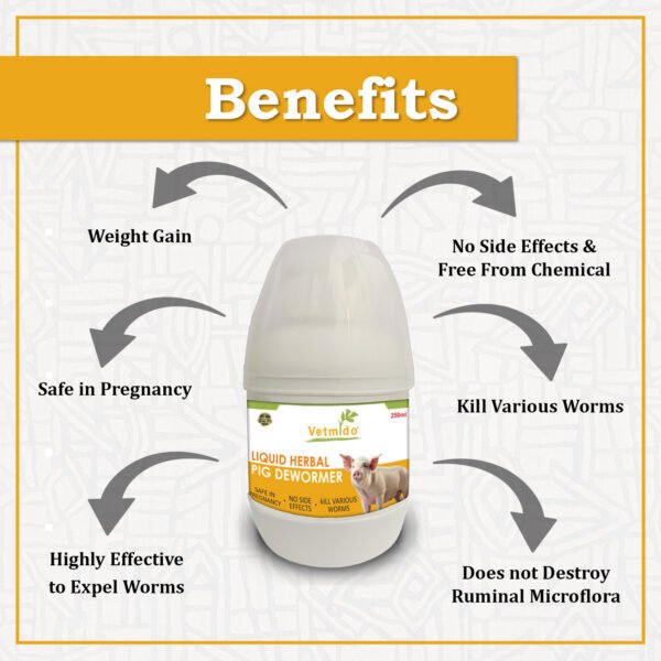 VETMIDO Liquid Herbal Dewormer for Pig, Swine, Piglets & Piggery - 250 ML - Image 3