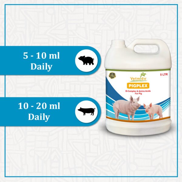 VETMIDO Pigplex - Pig Growth Promoter, Vitamins, Amino Acids Supplement for Pig, Swine, Piglets & Piggery - 5 Ltr - Image 5