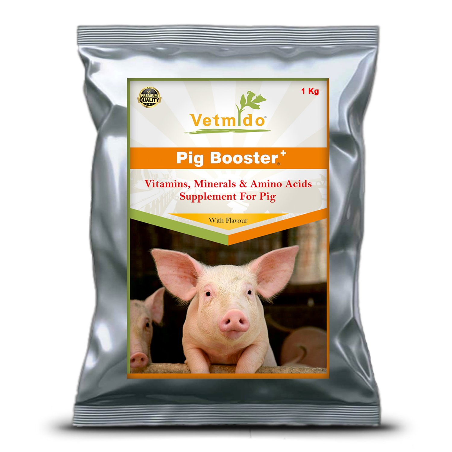 VETMIDO Pig Booster Plus – Growth Booster with Vitamins, Minerals & Amino Acids Supplement for Pigs, Swine, Piglets & Piggery – 1 kg