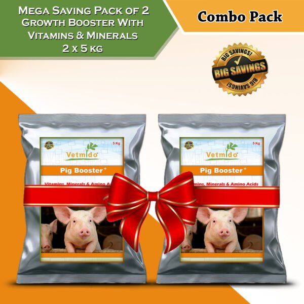 VETMIDO Pig Booster Plus - Growth Booster with Vitamins, Minerals & Amino Acids Supplement For Pigs, Swine, Piglets & Piggery (5kg x 2) Combo - Pack of 2 - Image 2