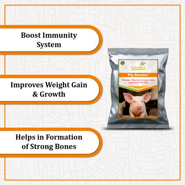 VETMIDO Pig Booster Plus - Growth Booster with Vitamins, Minerals & Amino Acids Supplement for Pigs, Swine, Piglets & Piggery - 5 kg - Image 3