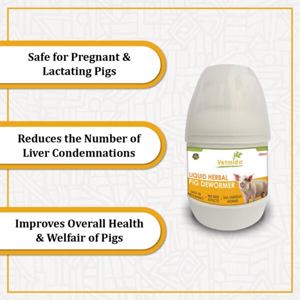 VETMIDO Pig Dewormer, Liquid Herbal Dewormer for Pig, Swine, Piglets & Piggery (250ml x 2) Combo - Pack of 2 - Image 3