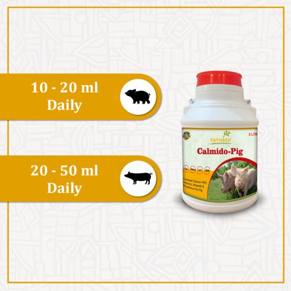 VETMIDO Calmido Pig - Calcium Supplement for Pig, Swine, Piglets & Piggery (5Ltr x 2) Combo - Pack of 2 - Image 5