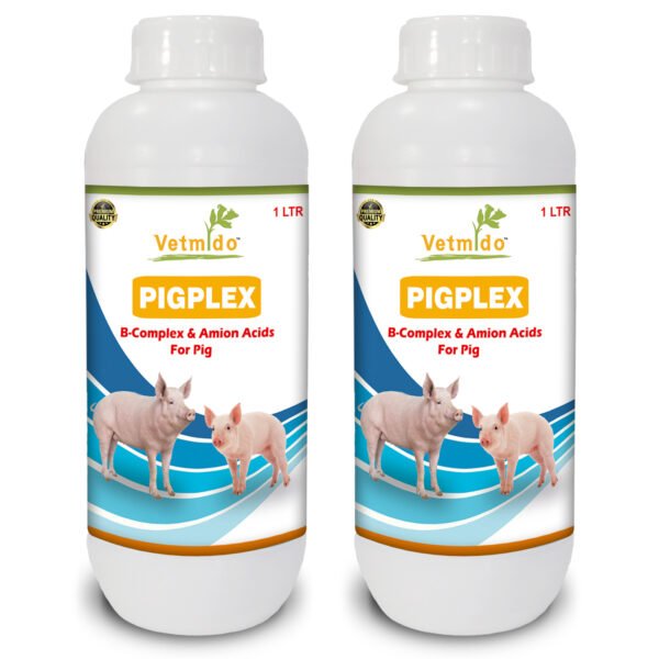 VETMIDO Pigplex - Pig Growth Promoter, Vitamins, Amino Acids Supplement for Pig, Swine, Piglets & Piggery (1Ltr x 2) Combo - Pack of 2