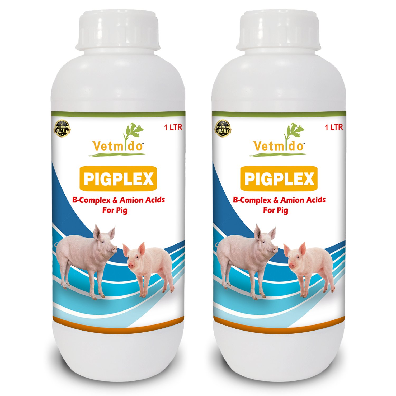 VETMIDO Pigplex – Pig Growth Promoter, Vitamins, Amino Acids Supplement for Pig, Swine, Piglets & Piggery (1Ltr x 2) Combo – Pack of 2