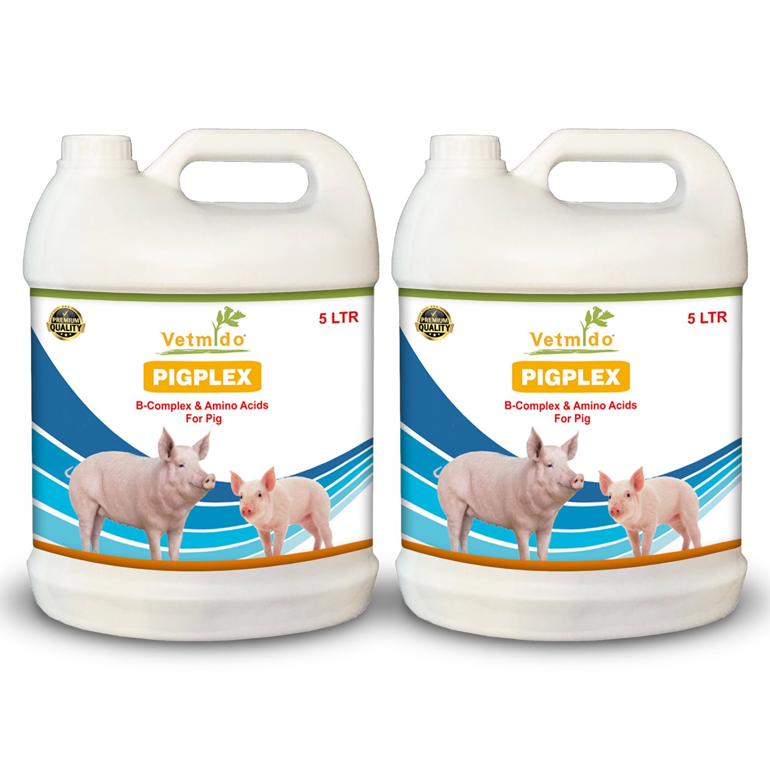 VETMIDO Pigplex – Pig Growth Promoter, Vitamins, Amino Acids Supplement for Pig, Swine, Piglets & Piggery (5Ltr x 2) Combo – Pack of 2