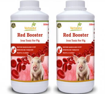 VETMIDO Red Booster – Iron Tonic Supplement for Pigs, Swine, Piglets & Piggery (500ml x 2) Combo – Pack of 2
